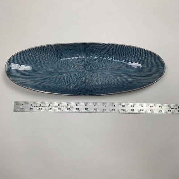 Simply Designz Oval Plate Teal Modern Server and Appetizer Dish Silver - Picture 4 of 4